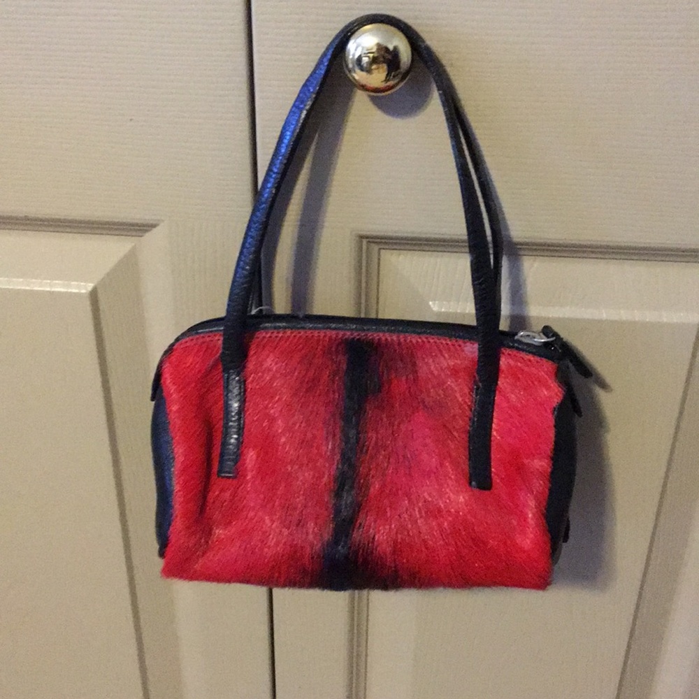 Coccinelle Red/Black Pony Hair & Leather Bag